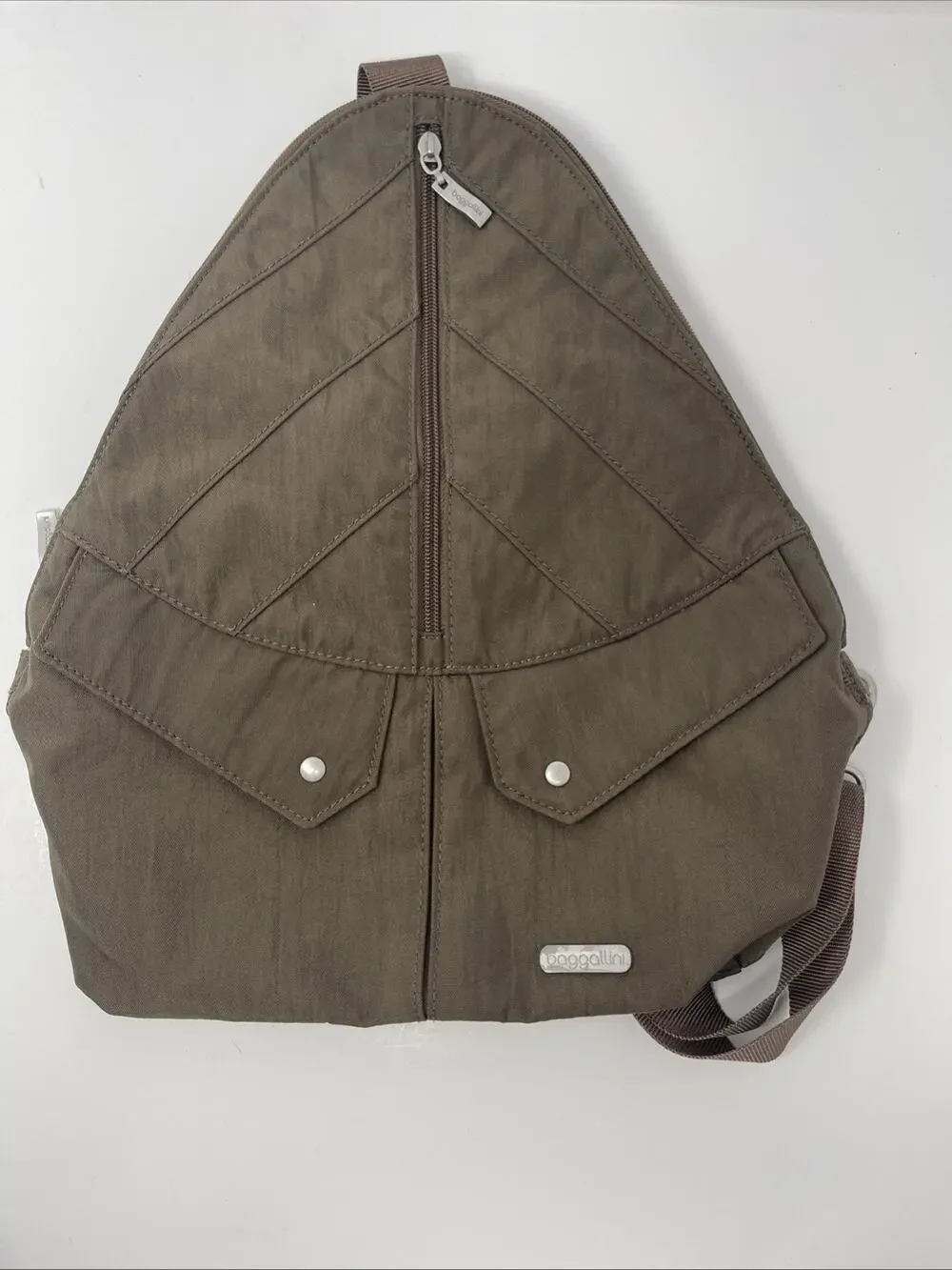 Baggallini Traverse Backpack Brown Convertible Sling Bag Work And Travel